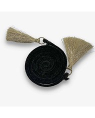 Cordon de serrage noir pompon or 1m