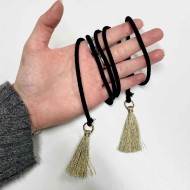 Cordon de serrage noir pompon or 1m