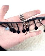 Galon à frange sequin noir 3.5cm