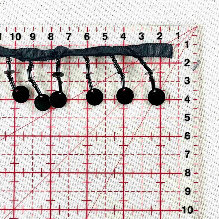 Galon à frange sequin noir 3.5cm