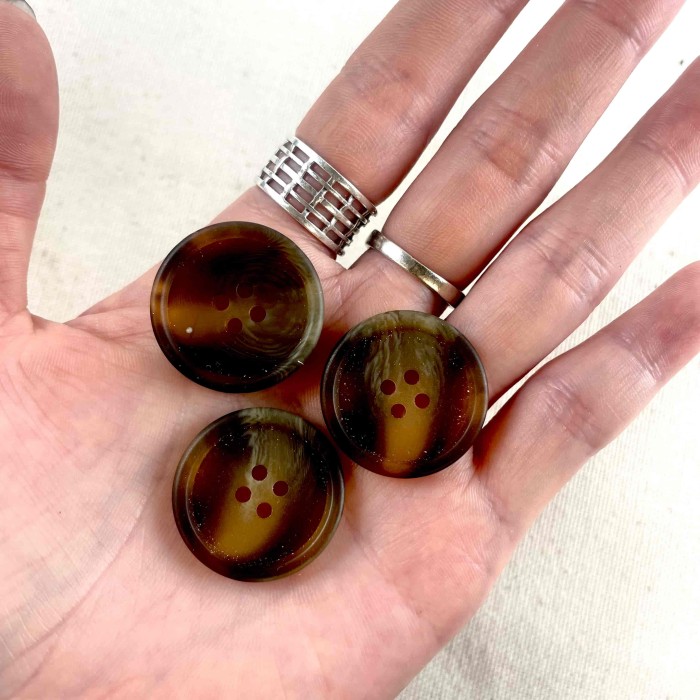 Bouton rond plastique marbre marron 25mm