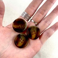 Bouton rond plastique marbre marron 25mm