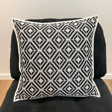 Housse de Coussin In&Extérieur Embiez noir - Tissu d'éditeur Housse de Coussin In&Extérieur Embiez noir - Tissu d'éditeur