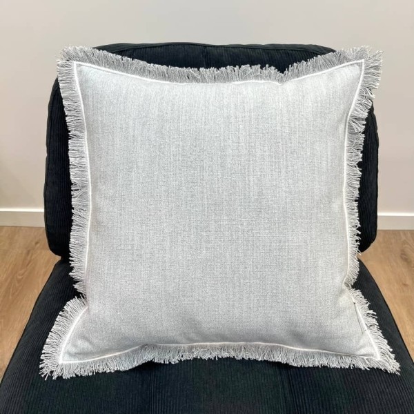 Housse de Coussin Bruges gris frangé - Tissu d'éditeur