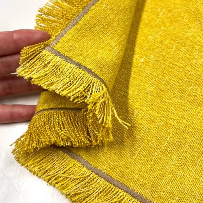 Housse de Coussin Bruges jaune frangé - Tissu d'éditeur Housse de Coussin Bruges jaune frangé - Tissu d'éditeur