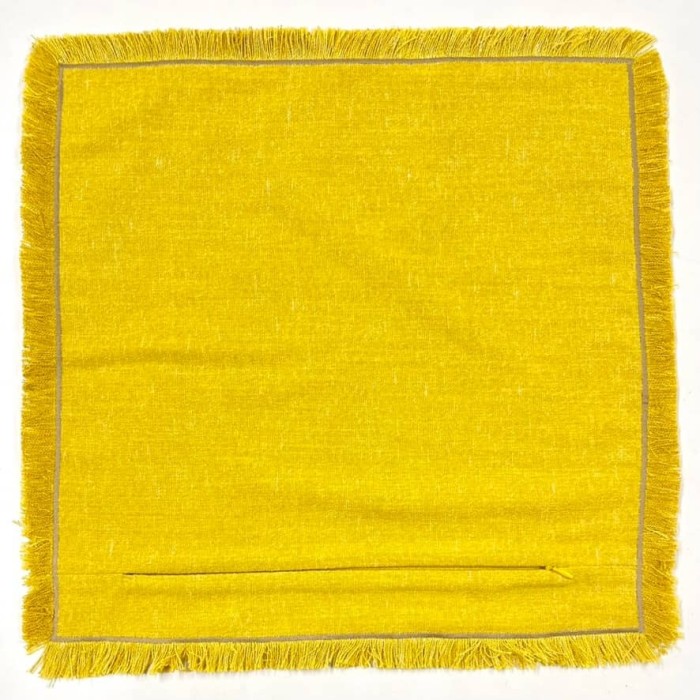 Housse de Coussin Bruges jaune frangé - Tissu d'éditeur Housse de Coussin Bruges jaune frangé - Tissu d'éditeur