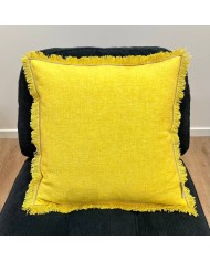 Housse de Coussin Bruges jaune frangé - Tissu d'éditeur Housse de Coussin Bruges jaune frangé - Tissu d'éditeur