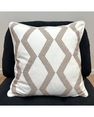 Housse de Coussin soho blanc taupe - Tissu d'éditeur Housse de Coussin soho blanc taupe - Tissu d'éditeur