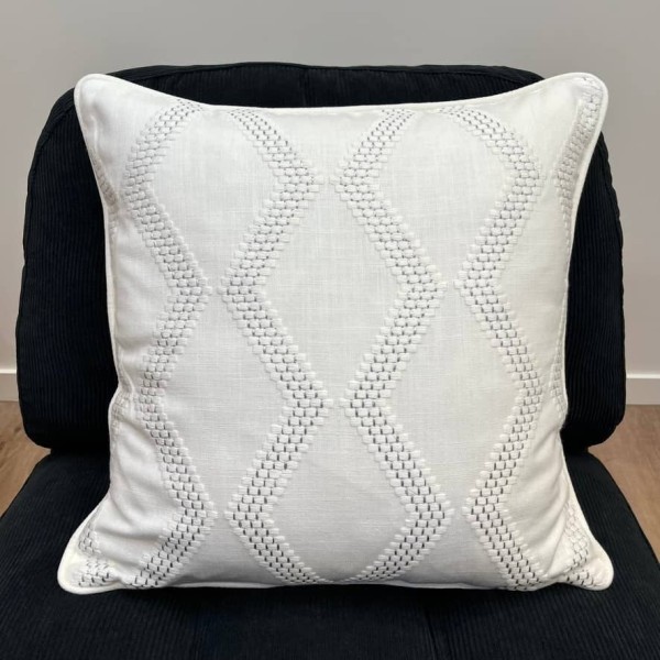 Housse de Coussin soho blanc points argentés - Tissu d'éditeur