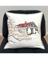 Housse de Coussin Solstice cabane brodé - Tissu d'éditeur