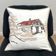 Housse de Coussin Solstice cabane brodé - Tissu d'éditeur