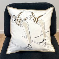 Housse de Coussin Polaire skieurs brodé - Tissu d'éditeur