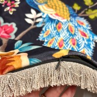 Housse de Coussin en velours Eva paon gris foncé - Tissu d'éditeur