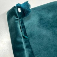 Housse de Coussin en velours avec pompon Coulisse bleu canard - Tissu d'éditeur