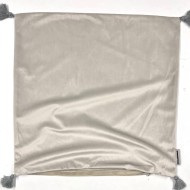 Housse de Coussin en velours avec pompon Coulisse gris clair - Tissu d'éditeur