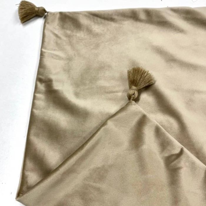 Housse de Coussin en velours avec pompon Coulisse bronze - Tissu d'éditeur
