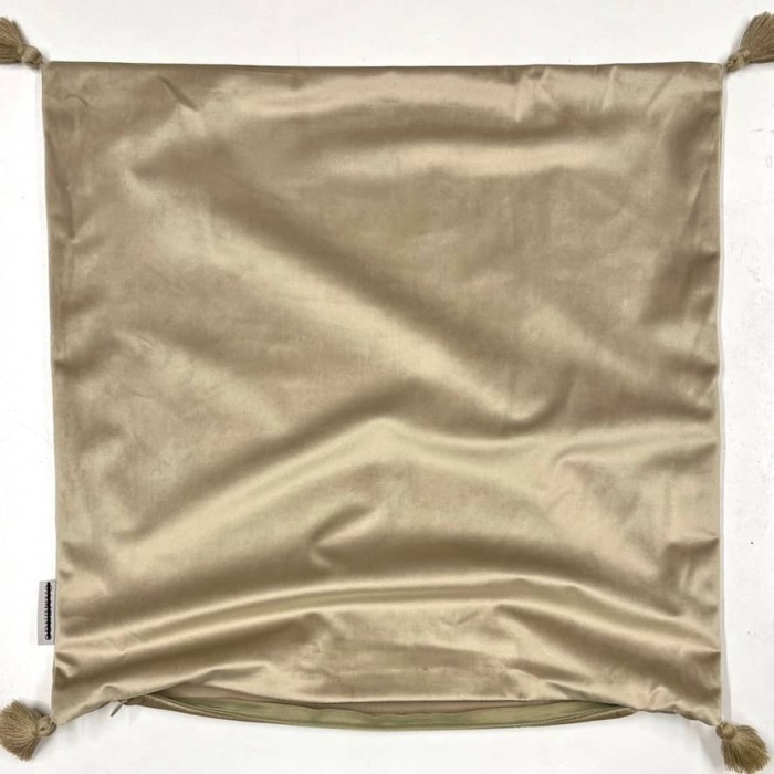 Housse de Coussin en velours avec pompon Coulisse bronze - Tissu d'éditeur