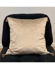 Housse de Coussin en velours avec pompon Coulisse bronze - Tissu d'éditeur