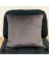 Housse de Coussin en velours avec pompon Coulisse gris foncé - Tissu d'éditeur