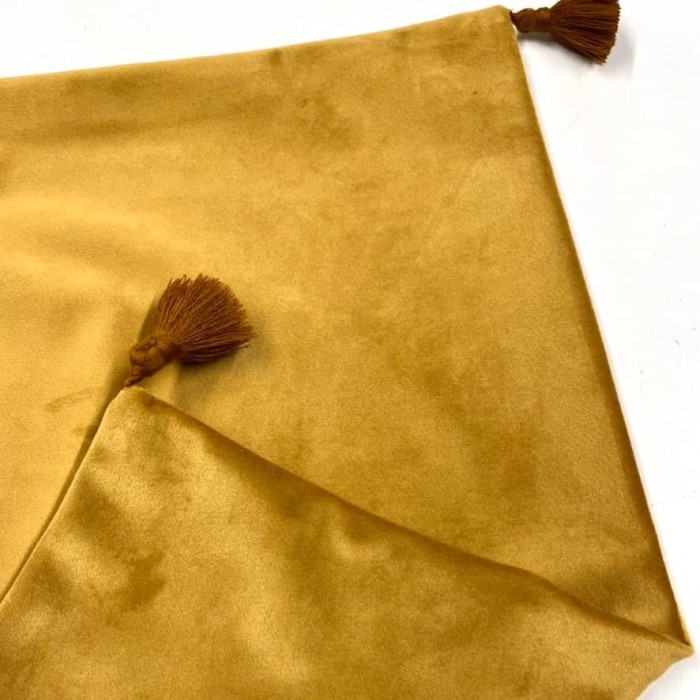 Housse de Coussin en velours avec pompon Coulisse camel - Tissu d'éditeur