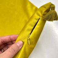 Housse de Coussin en velours avec pompon Coulisse jaune - Tissu d'éditeur