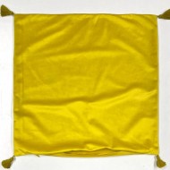 Housse de Coussin en velours avec pompon Coulisse jaune - Tissu d'éditeur