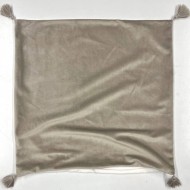 Housse de Coussin en velours avec pompon Coulisse double face blanc et gris - Tissu d'éditeur