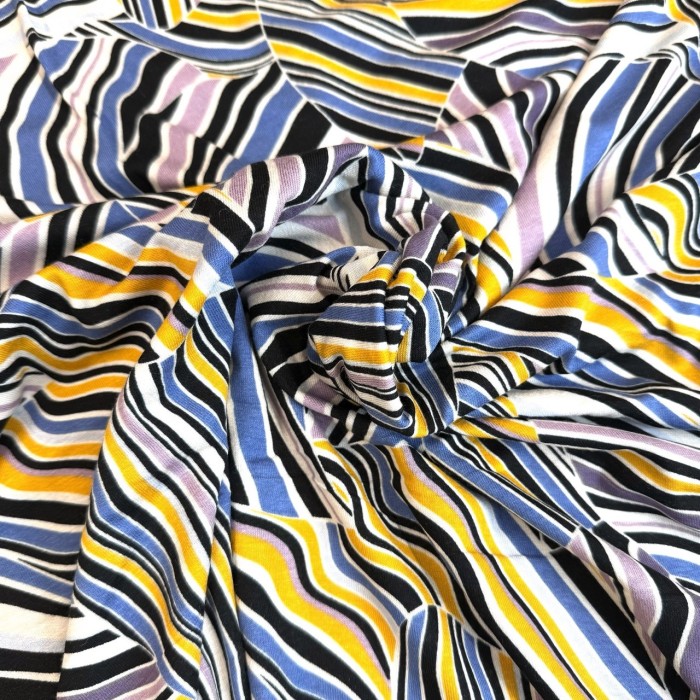 Tissu jersey viscose rayure marbré multicolore