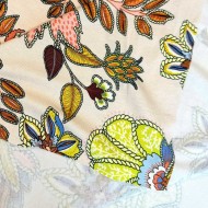 Tissu jersey viscose nature fleur rose multicolore