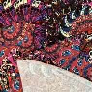 Tissu jersey viscose arabesque violet multicolore