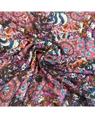 Tissu jersey viscose arabesque violet multicolore Tissu jersey viscose arabesque violet multicolore