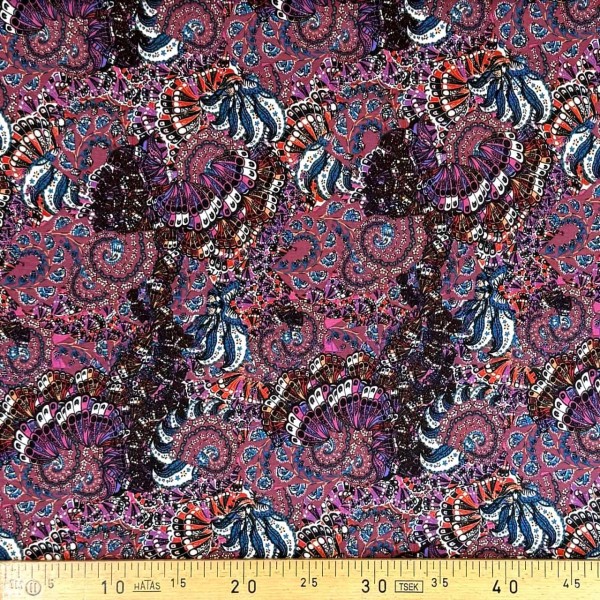 Tissu jersey viscose arabesque violet multicolore Tissu jersey viscose arabesque violet multicolore