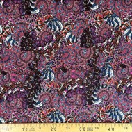 Tissu jersey viscose arabesque violet multicolore