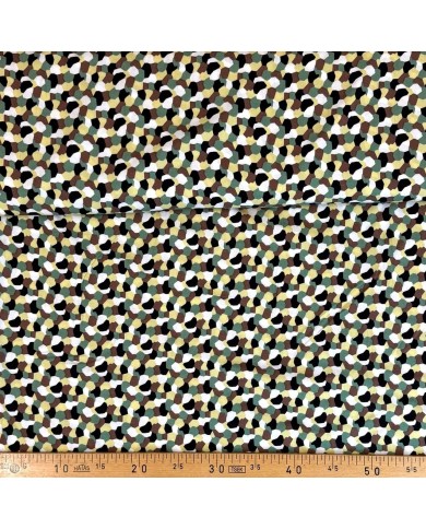 Tissu viscose militaire géométrique multicolore