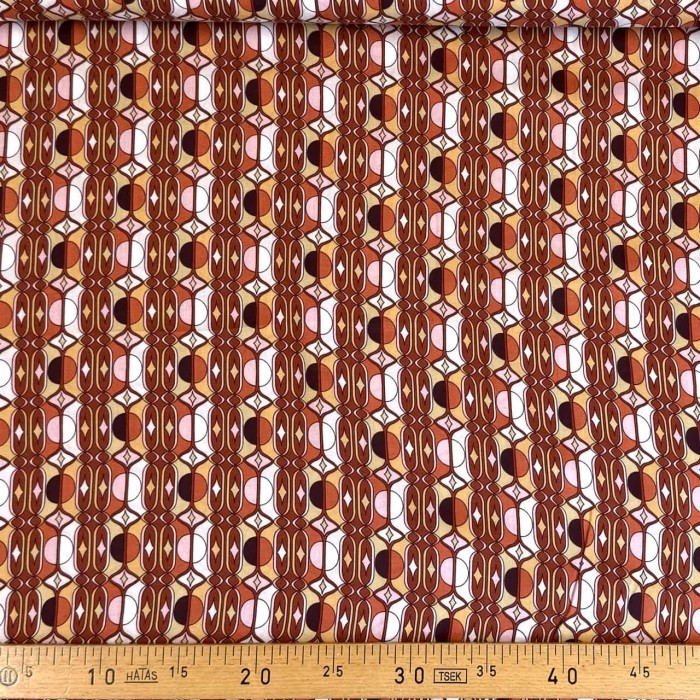 Tissu viscose géométrique art déco orange multicolore Tissu viscose géométrique art déco orange multicolore