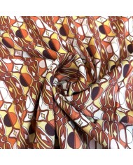 Tissu viscose géométrique art déco orange multicolore Tissu viscose géométrique art déco orange multicolore