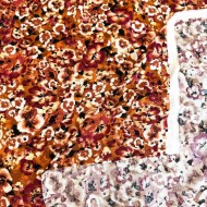 Tissu viscose nature orange multicolore Tissu viscose nature orange multicolore