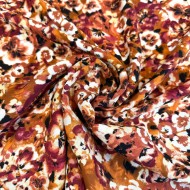 Tissu viscose nature orange multicolore Tissu viscose nature orange multicolore