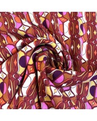 Tissu viscose géométrique art déco rose multicolore Tissu viscose géométrique art déco rose multicolore