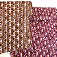 Tissu viscose géométrique art déco orange multicolore Tissu viscose géométrique art déco orange multicolore