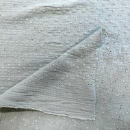 Tissu Double Gaze broderie Adèle vert de gris