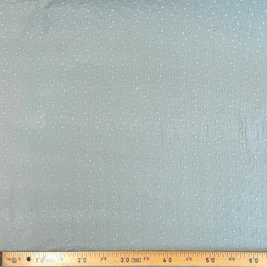 Tissu Double Gaze broderie Adèle vert de gris