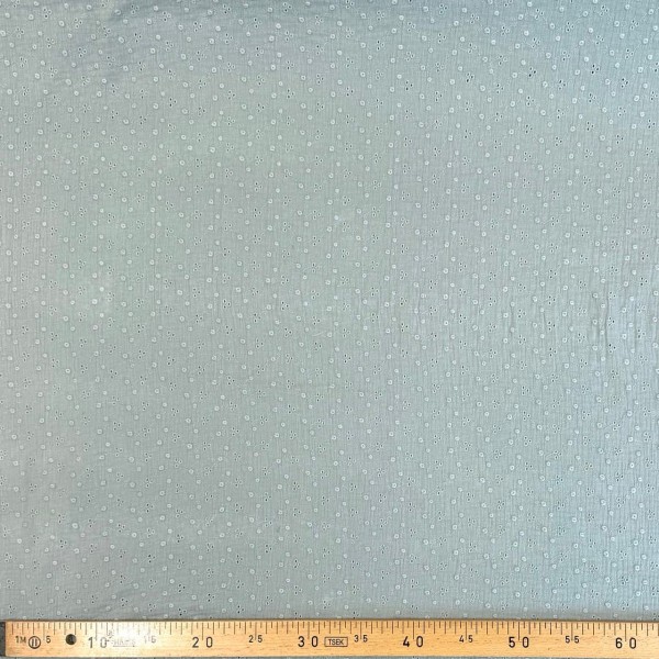 Tissu Double Gaze broderie Adèle vert de gris Tissu Double Gaze broderie Adèle vert de gris