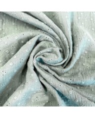 Tissu Double Gaze broderie Adèle vert de gris Tissu Double Gaze broderie Adèle vert de gris