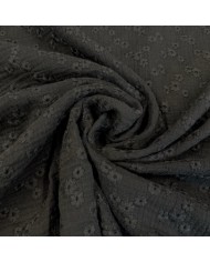 Tissu Double Gaze brodé Esmée fleur noir Tissu Double Gaze brodé Esmée fleur noir