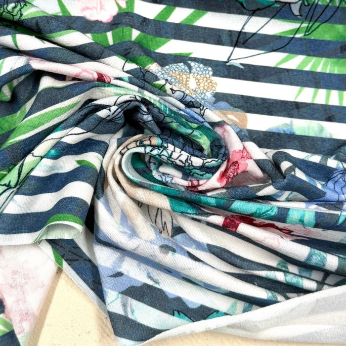 Tissu jersey viscose élasthanne nature multicolore