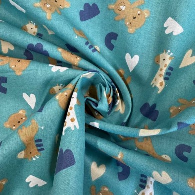 Tissu Coton imprimé Zolane enfant bleu Tissu Coton imprimé Zolane enfant bleu