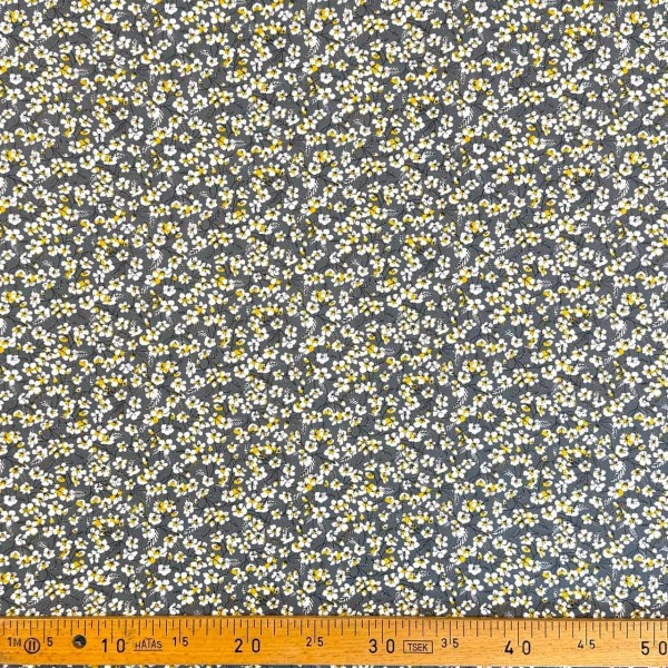 Tissu Coton imprimé Miyu fleur gris Tissu Coton imprimé Miyu fleur gris