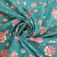 Tissu Coton imprimé Holi fleur bleu turquoise Tissu Coton imprimé Holi fleur bleu turquoise