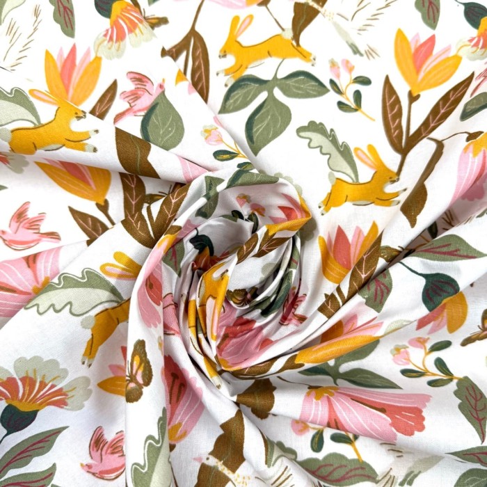 Tissu Coton imprimé Nozfolk fleur nature multicolore Tissu Coton imprimé Nozfolk fleur nature multicolore